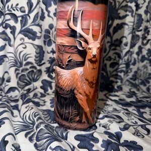 Deer Print Tumbler with Antler Design